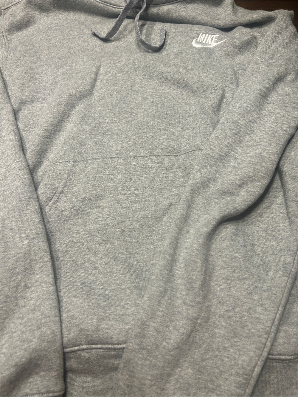 Nike Gray Pullover Hoodie with White Swoosh - Picture 2 of 5
